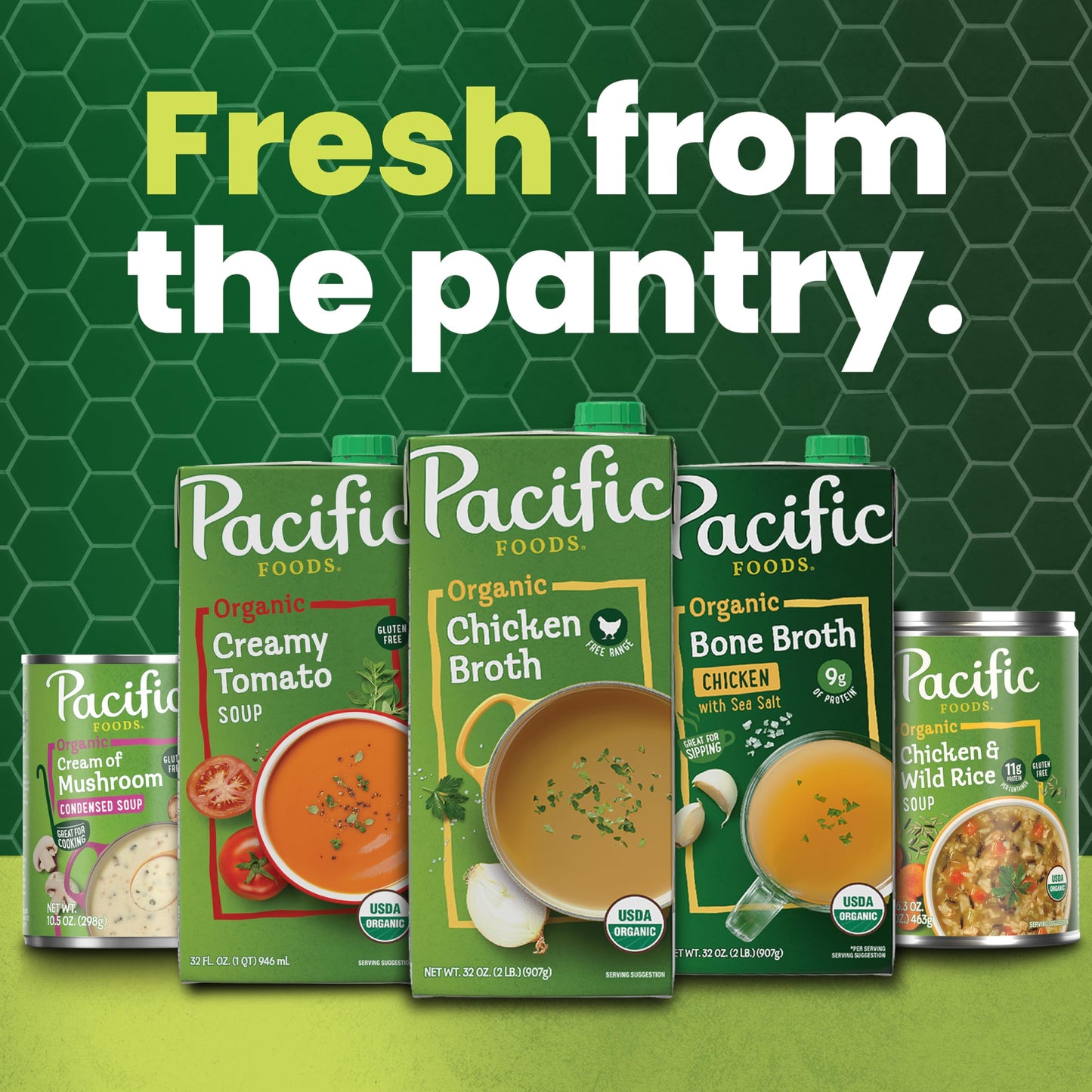 Pacific Foods Organic Chicken Bone Broth With Ginger, Turmeric, and Black Pepper, 32 oz Carton