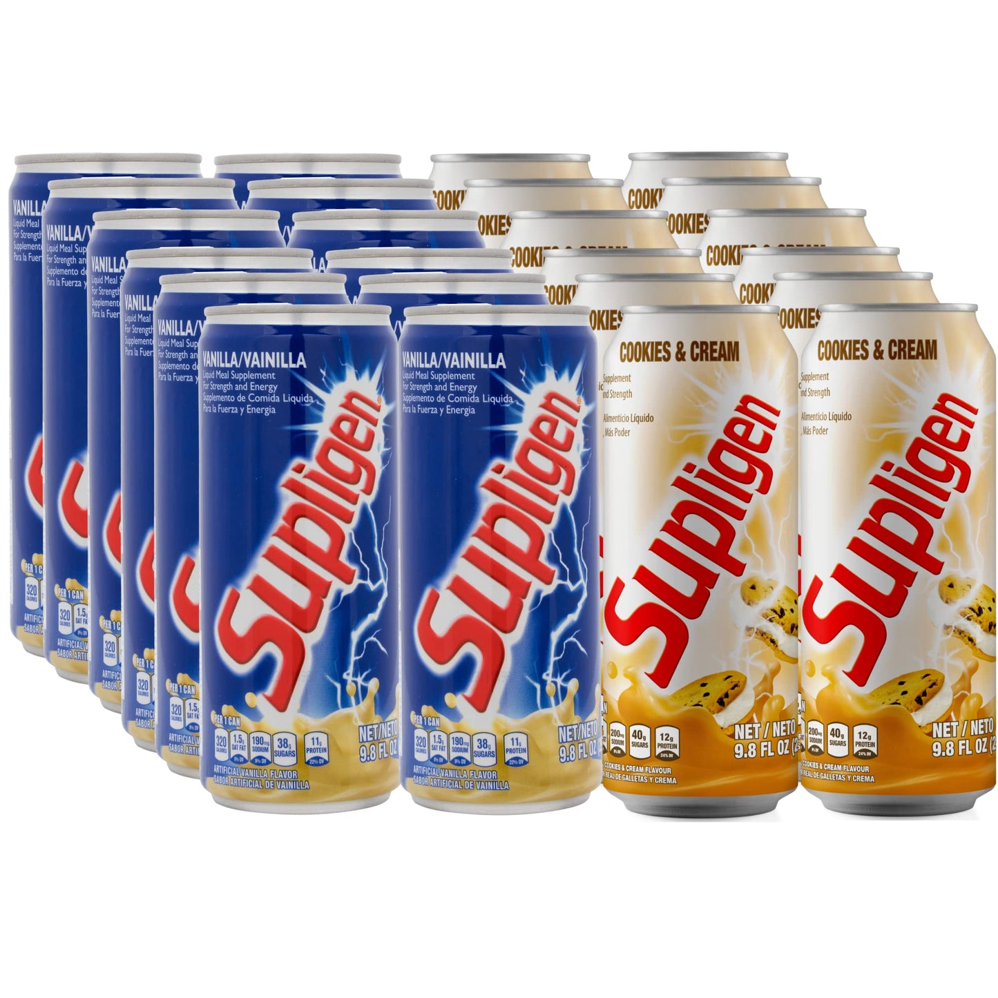 Supligen Vanilla Liquid Meal Supplement 9.87 fl. oz. (Pack of 12) and Supligen Cookies n Cream Liquid Meal Supplement 9.87 fl. oz. (Pack of 12)