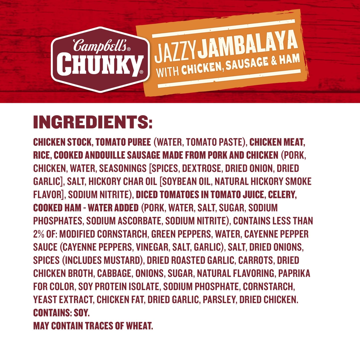 Campbell’s Chunky Soup, Jazzy Jambalaya with Chicken, Sausage and Ham Soup, 16.1 oz Can (Pack of 8)