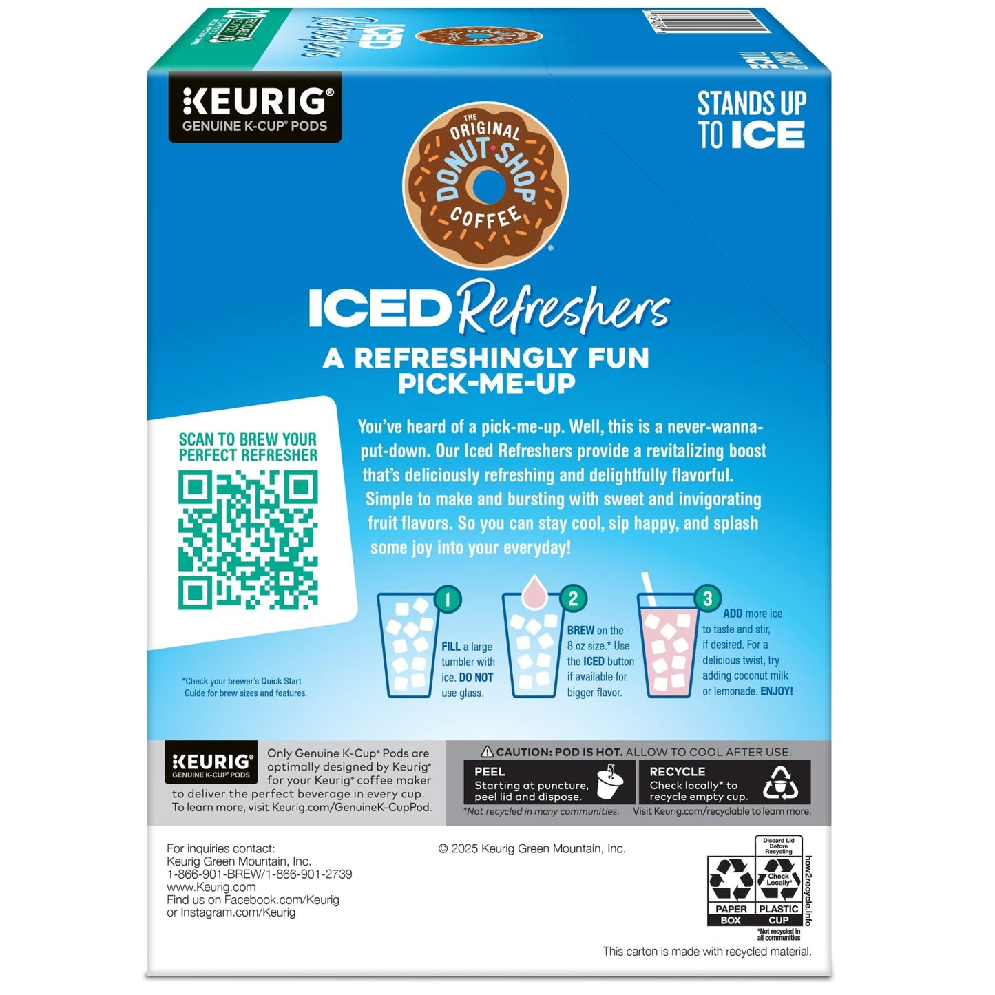 The Original Donut Shop, Iced Refreshers, Keurig Single Serve K-Cup Pod Variety Pack, Strawberry Acai, Pineapple Passionfruit, Mango Dragonfruit Lemonade, Berry Chill, 20-Count