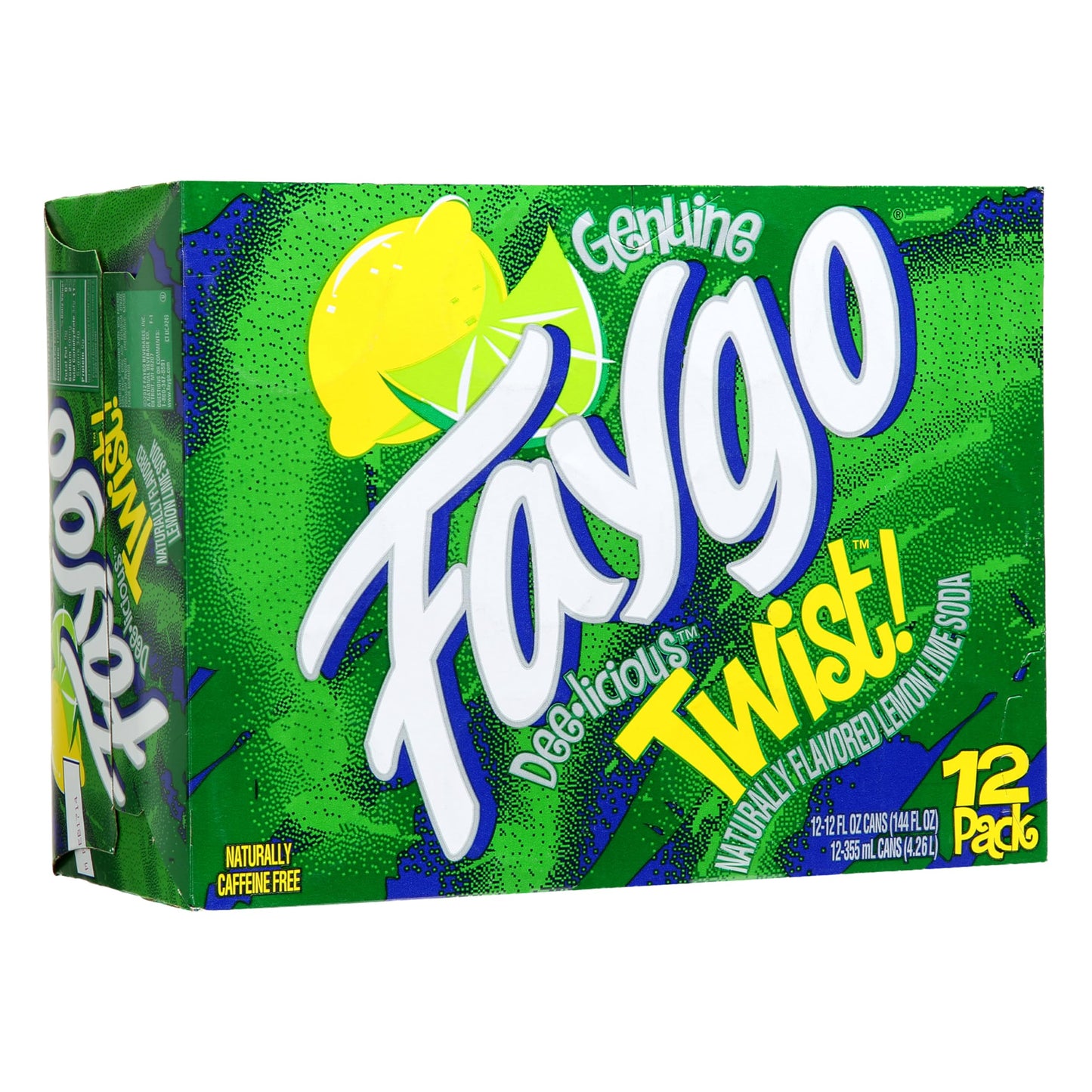 Faygo Twist | 12-Pack of 12oz Cans | Crisp Lemon-Lime Flavor | Classic Citrus Soda | Caffeine-Free