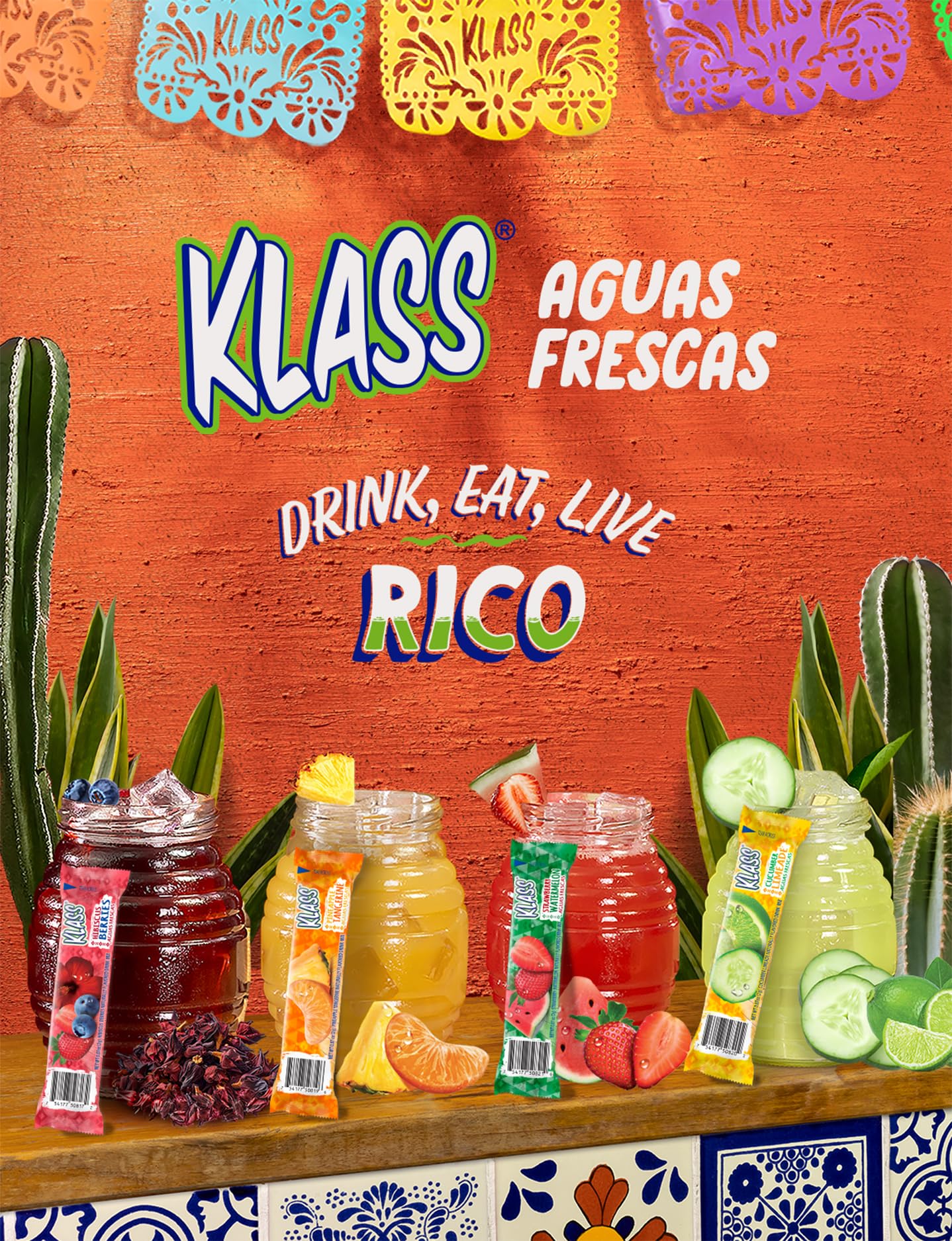 Klass Aguas Frescas, Powdered Drink Mix, 40 Singles Zero Sugar & Caffeine-Free Powder Packets, Water Drink Mix, Flavor: Cucumber Limeade - 5 Calories Per Packet & Natural Flavors