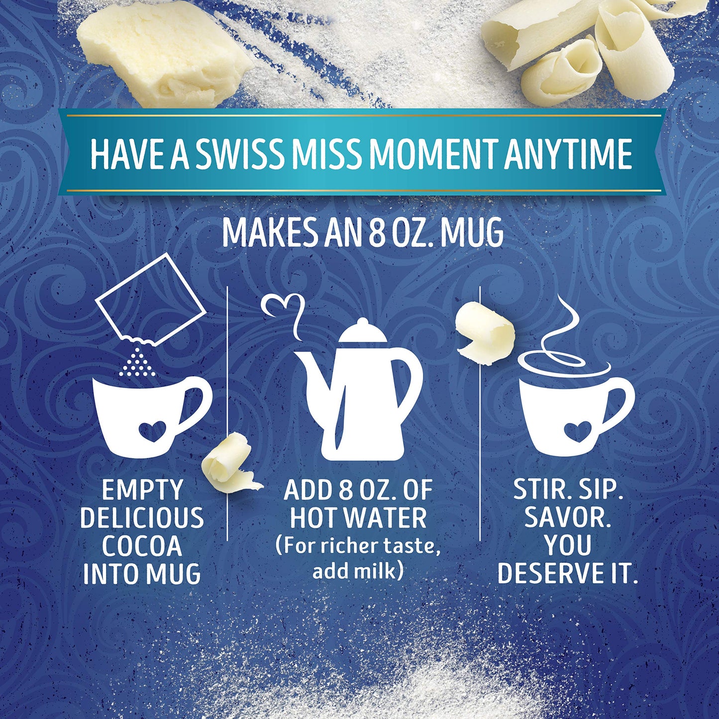 Swiss Miss White Chocolate Flavored Hot Drink Mix, 8 Count Drink Mix Packets