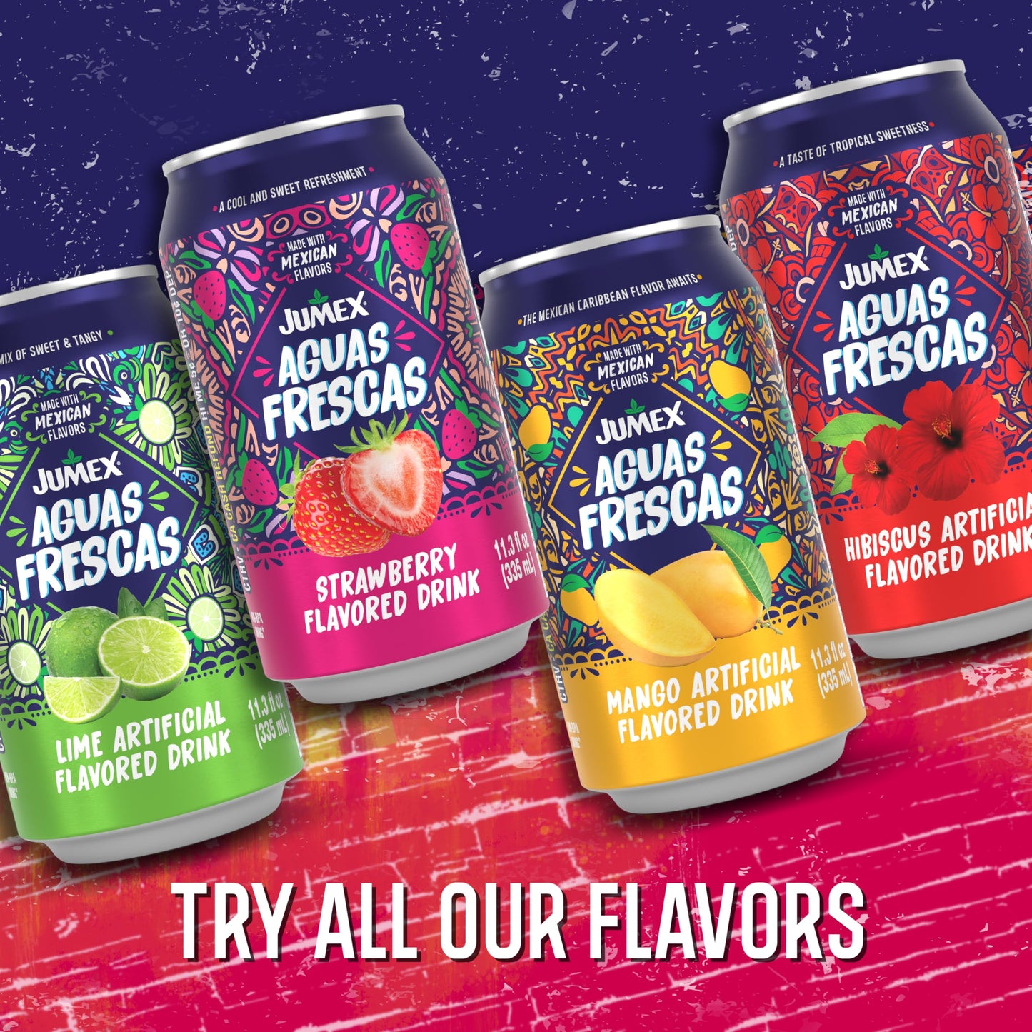 Jumex Aguas Frescas Hibiscus - Classic Mexican Soft Drinks - Hibiscus Drink for Cocktail Mixers & Mexican Food - Agua de Jamaica Flavored Water - Non Carbonated Non Alcoholic Beverages - 11.3oz, 24 Pack