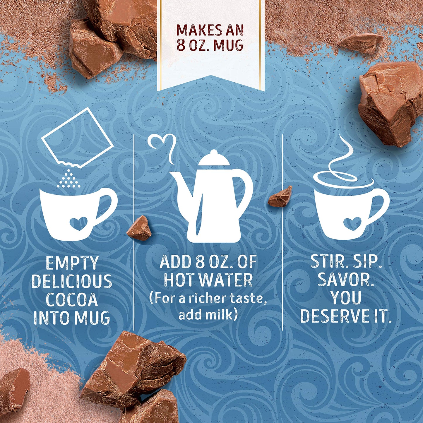 Swiss Miss Reduced Calorie Milk Chocolate Flavored Hot Cocoa Mix, Hot Cocoa Bar Supplies, 0.39 oz., 8-Count Envelopes