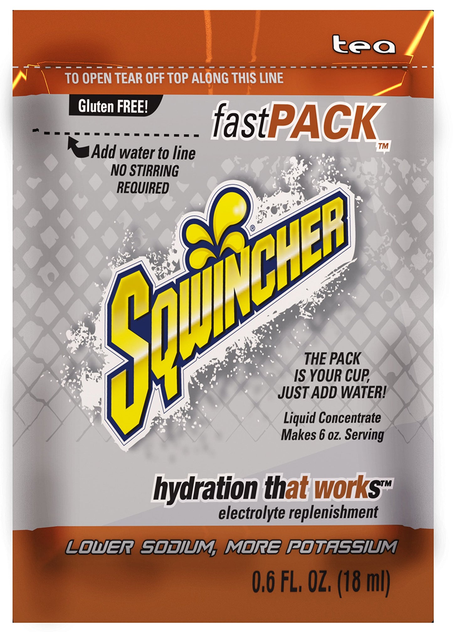 Sqwincher 015306-TE Fast Pack Liquid Concentrate Packet, 6 oz, Amber, Standard (Pack of 50)