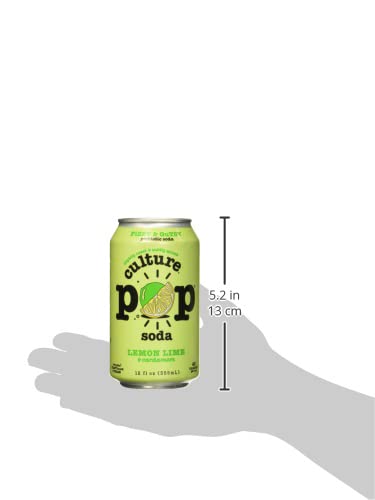 Culture Pop Lemon Lime & Cardamom Probiotic Soda, Plant Based, 12 Fluid Ounces (Pack Of 12)