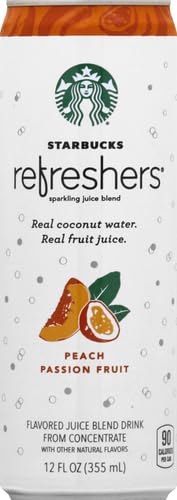 Starbucks Refreshers Peach Passion Fruit Sparkling Juice Blend, 12 oz Can