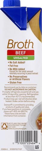 SWANSON S 100% Natural Unsalted Beef Broth, 32 oz Carton (Pack of 4)