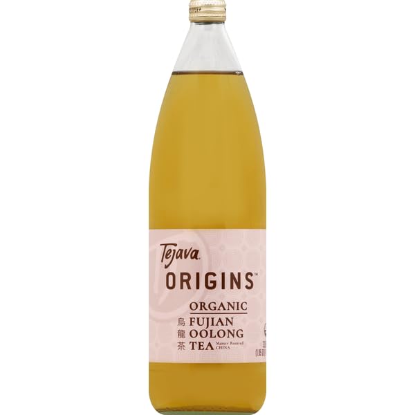 Tejava Origins Fujian Oolong Iced Tea, 12 Pack, 1 Liter Glass Bottles, Unsweetened, USDA Organic, Non-GMO, Kosher, No Sugar or Sweeteners, Brewed in Small Batches