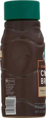 Starbucks Cold Brew Coffee, Vanilla Sweet Cream, 40 Fl Oz Bottle, Naturally Flavored, Colombian Blend, Iced Coffee Drink