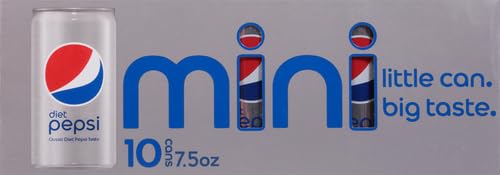 Diet Pepsi Soda, 7.5 Ounce Mini Cans, (Two packs of 10)