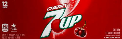 7UP Cherry Flavored Soda, 12 fl. oz. Cans, 12 Pack (Pack of 2)