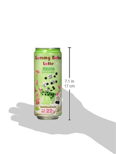 O's Bubble Gummy Boba Latte Canned Bubble Tea Drink With Chewy Boba Pearls (Konjac), 22% whole milk blend, 470ml(15.9 fl oz/can), MATCHA, (Pack of 12)