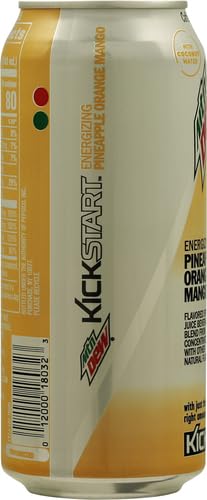 Mountain Dew Kickstart, Pineapple Orange Mango, 16 Fl Oz (Pack of 6)