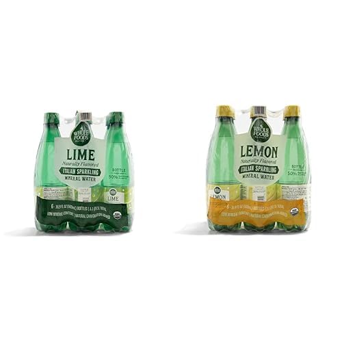 Whole Foods Market Organic Italian Sparkling Mineral Water Bundle - Lime & Lemon Variety Pack (12 Pack Total, 16.9 Fl Oz Each)