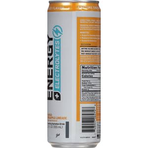 Optimum Nutrition Amino Energy Sparkling Hydration Drink, Electrolytes, Caffeine, Amino Acids, BCAAs, Sugar Free, Mango Pineapple Limeade, 12 Fl Oz, 1 count (Packaging May Vary) (Pack of 2)