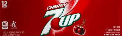 7UP Cherry Flavored Soda, 12 fl. oz. Cans, 12 Pack (Pack of 2)