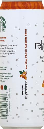 Starbucks Refreshers Peach Passion Fruit Sparkling Juice Blend, 12 oz Can