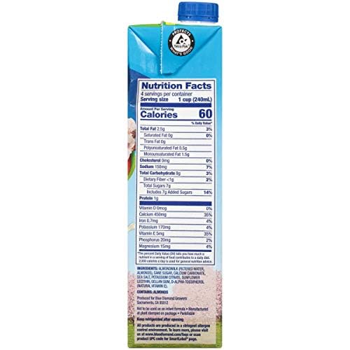 Almond Breeze Dairy Free Almondmilk, Original, 32 Fl Oz (Pack of 12)