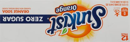 Sunkist Zero Sugar Orange Soda | 12 fl. oz. Cans | 12 Pack | Pack of 2
