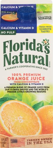 Florida's Natural, Orange Juice No Pulp Plus Calcium, 52 Fl Oz