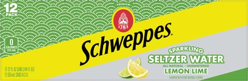 Schweppes Lemon Lime Seltzer, 12 fl oz cans, 12 pack