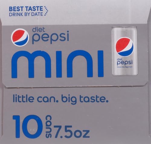 Diet Pepsi Soda, 7.5 Ounce Mini Cans, (Two packs of 10)