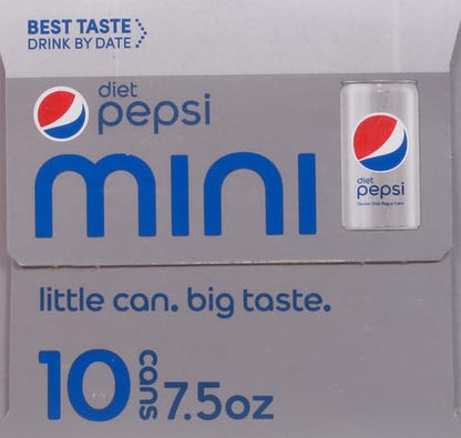 Diet Pepsi Soda, 7.5 Ounce Mini Cans, (Two packs of 10)