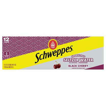 Schweppes Black Cherry Seltzer, 12 fl oz cans, 12 pack