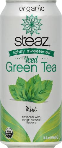 Steaz Organic Iced Green Tea, Mint, 16 oz