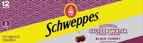 Schweppes Black Cherry Seltzer, 12 fl oz cans, 12 pack