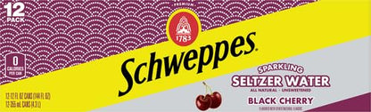 Schweppes Black Cherry Seltzer, 12 fl oz cans, 12 pack