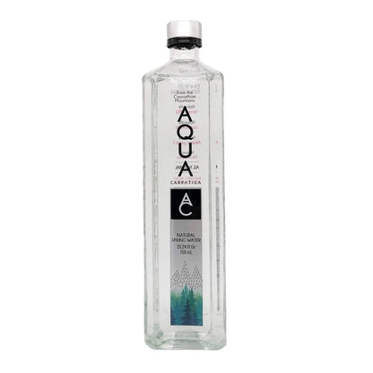 AQUA Carpatica Natural Spring Water with Electrolytes (750 ml) 25.36 oz Glass – Premium Mineral Bottled – Still Bottled Water for Everyday Hydration – Pack of 1