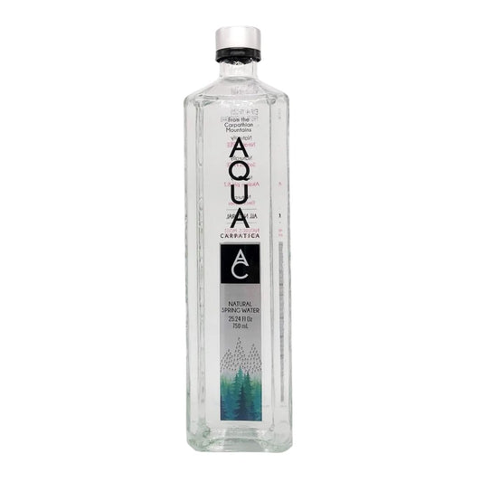 AQUA Carpatica Natural Spring Water with Electrolytes (750 ml) 25.36 oz Glass – Premium Mineral Bottled – Still Bottled Water for Everyday Hydration – Pack of 1