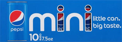 Pepsi Soda, Mini Cans | 7.5 Ounce | 20 Count