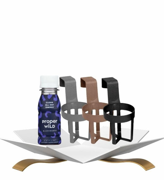 Energy Shot Blackberry 2.5 floz Bundle with Assorted Cup Holder — Convenient On-the-Go Drink for Quick Energy Support and Easy Travel Use — Gift Set (2 Items)