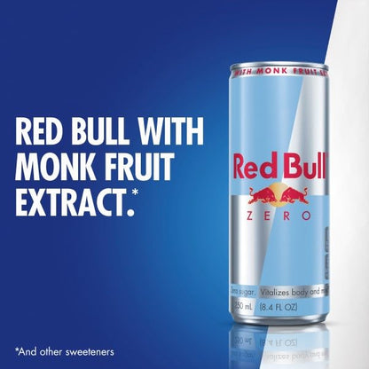 Red Bull Zero Energy Drink, 8.4 fl. oz., with 80mg Caffeine, Taurine & B Vitamins, Pack of 8 cans