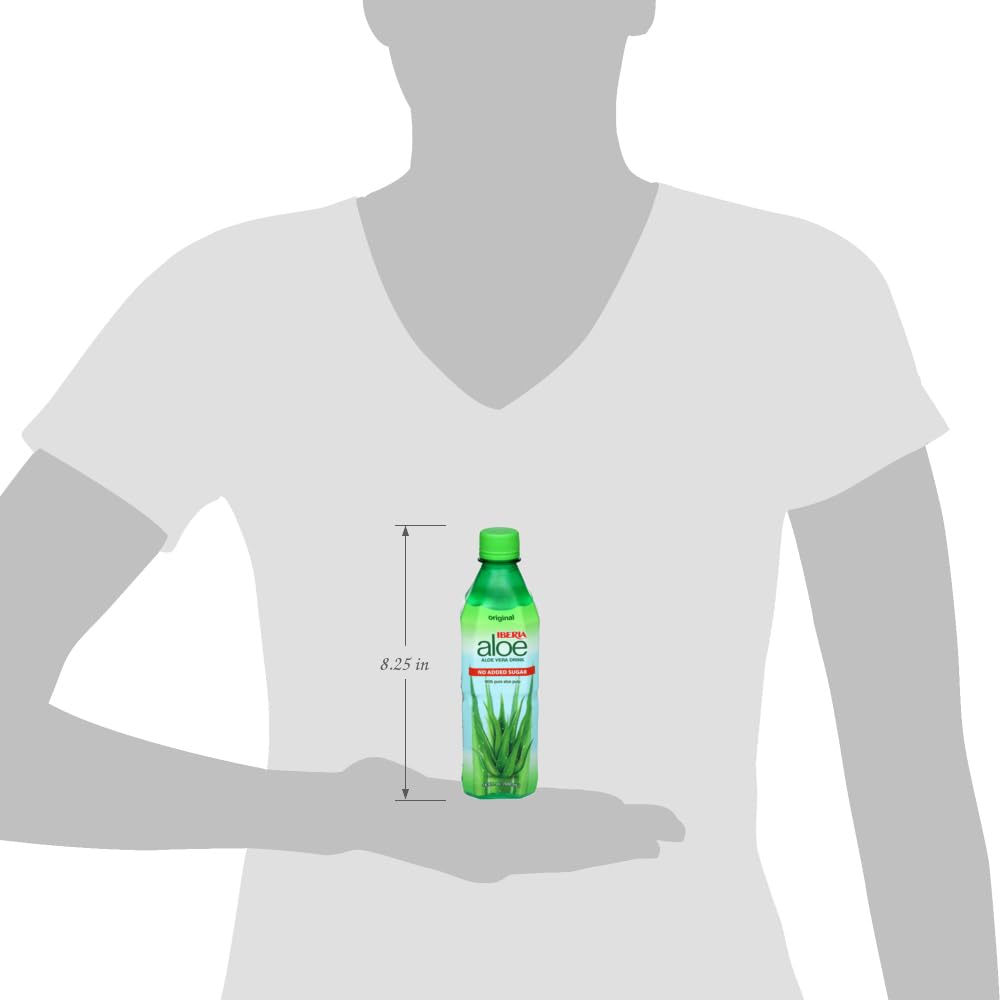 Iberia Aloe Vera Drink with Pulp, No Sugar, Original,16.9 Fl Oz (Pack of 8)