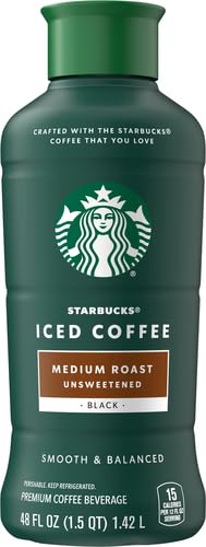 Starbucks Medium Roast Iced Coffee, Black Unsweetened, 48 Fl Oz Bottle