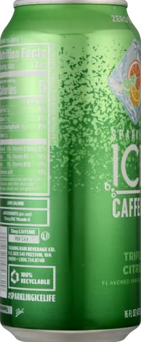 Sparkling Ice® +Caffeine, Citrus Twist Flavored Sparkling Water with Caffeine, Zero Sugar, with Vitamins and Antioxidants, Low Calorie Beverage, 16 fl oz Can (Pack of 2)