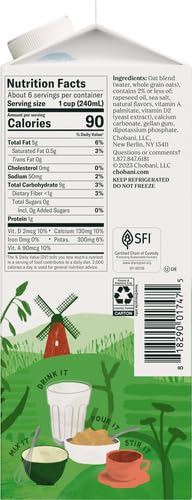 Chobani Oat Milk, Zero Sugar Plain 52 Fl Oz