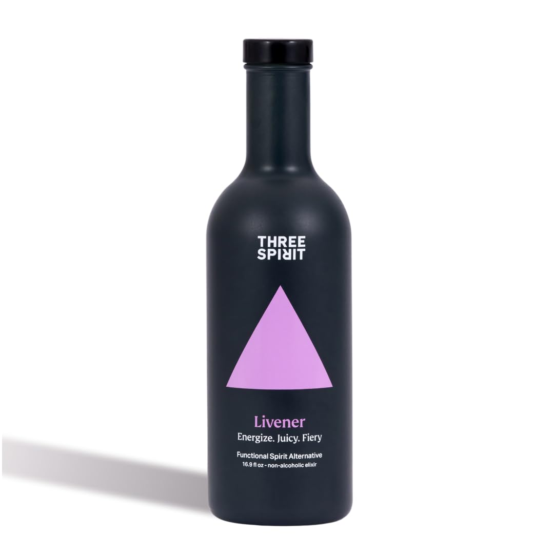 Three Spirit Non-Alcoholic Alternative Spirit- The Livener, 50cl | Energizing with Natural Caffeine, ADAPTOGENS & Watermelon & Ginger | Multi-Award Winning Active botanical, Gluten Free & Vegan Drinks