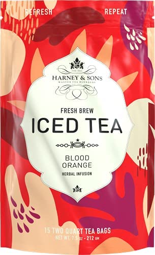Harney & Sons Blood Orange Fresh Brew Iced Tea | 15ct, Brews up to 30 quarts of Iced Tea