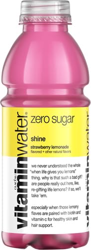 vitaminwater zero shine, electrolyte enhanced water w/vitamins, strawberry lemonade drink, 20 fl oz (Pack of 6)