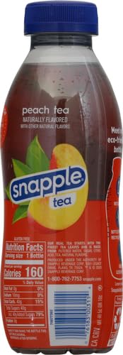 Snapple Peach Tea, 16 fl oz recycled plastic bottle (Pack of 5)