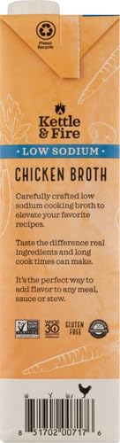 Kettle & Fire Organic Low Sodium Chicken Broth, 32 OZ (Pack of 4)