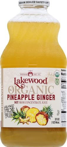 Lakewood Organic Pineapple Ginger Juice, 32 FZ (Pack of 4)