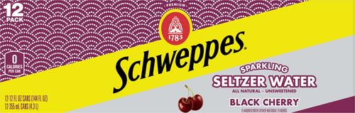 Schweppes Black Cherry Seltzer, 12 fl oz cans, 12 pack