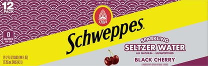 Schweppes Black Cherry Seltzer, 12 fl oz cans, 12 pack